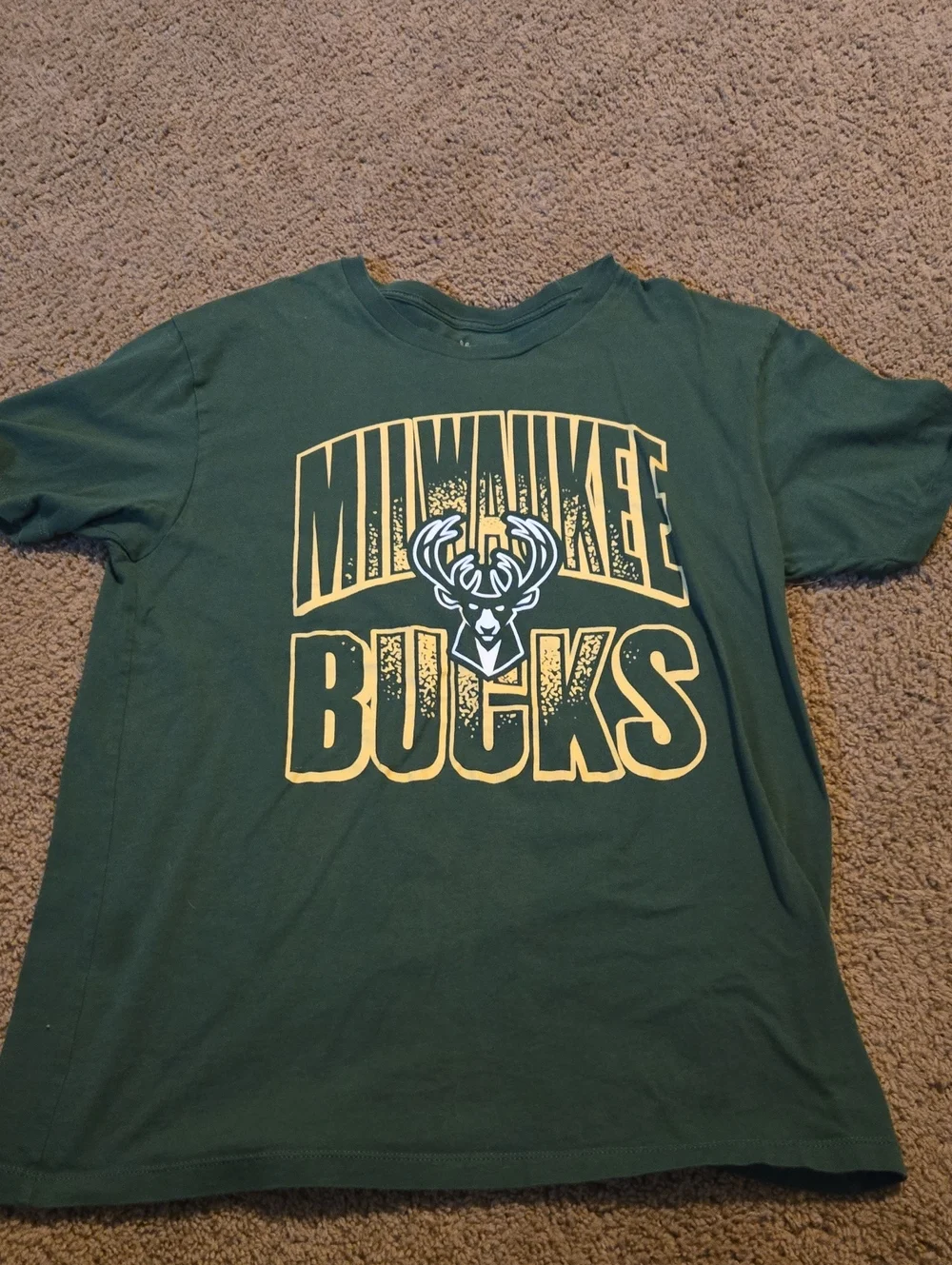 Milwaukee Bucks Green Tee with Yellow Logo